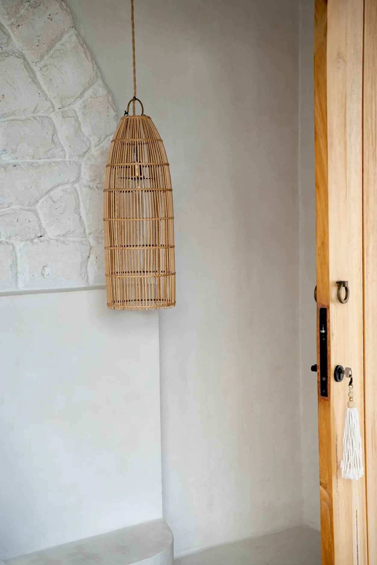 Bambua Fish Trap lampada sospensione rattan naturale M
