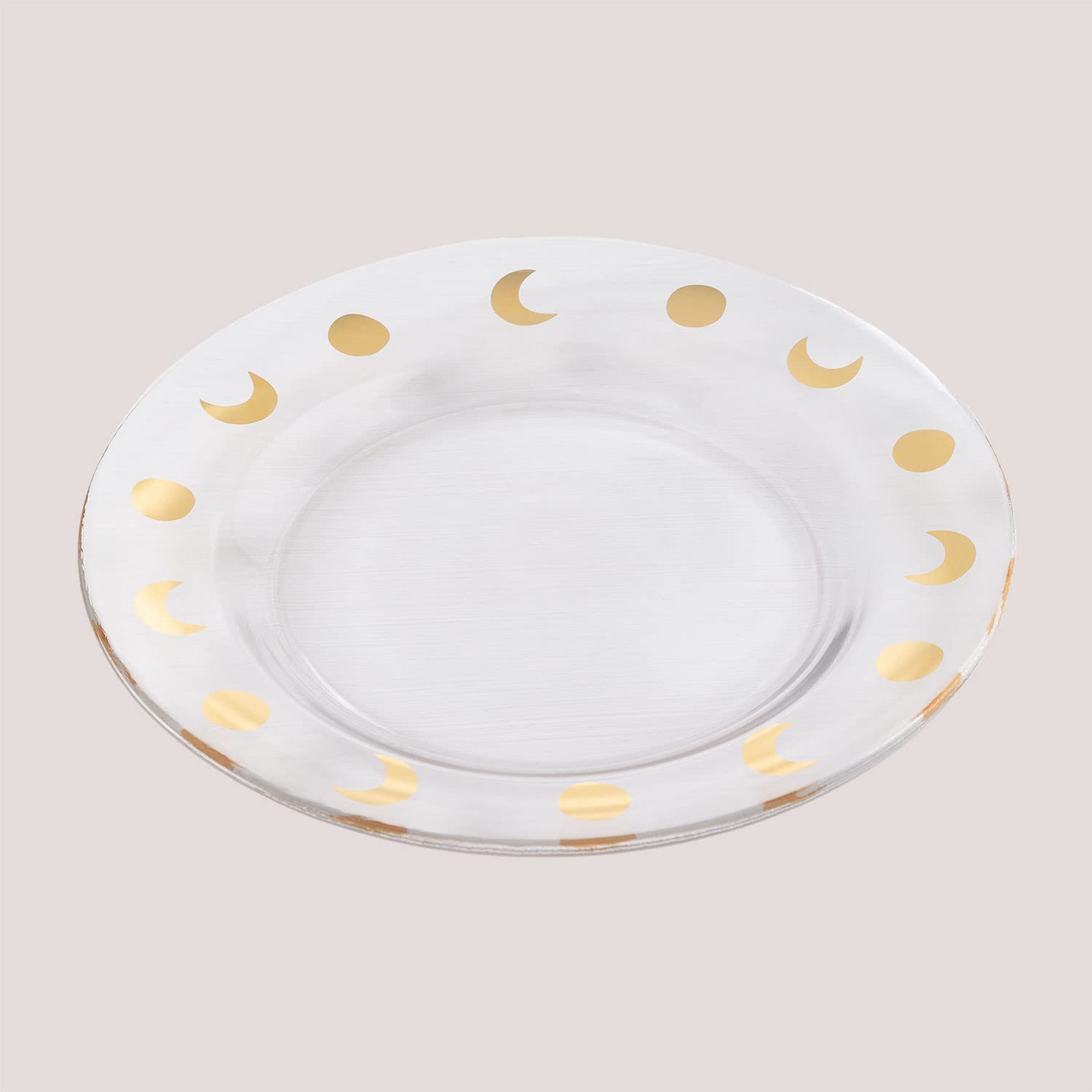 Sklum Exton set 4 piatti piani in vetro oro