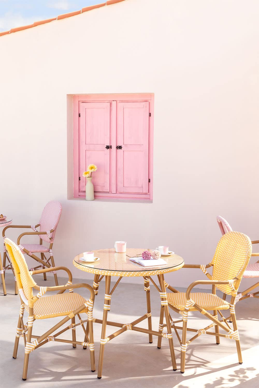 Sklum Alisa Bistro set tavolo 80 cm 2 sedie giallo vaniglia