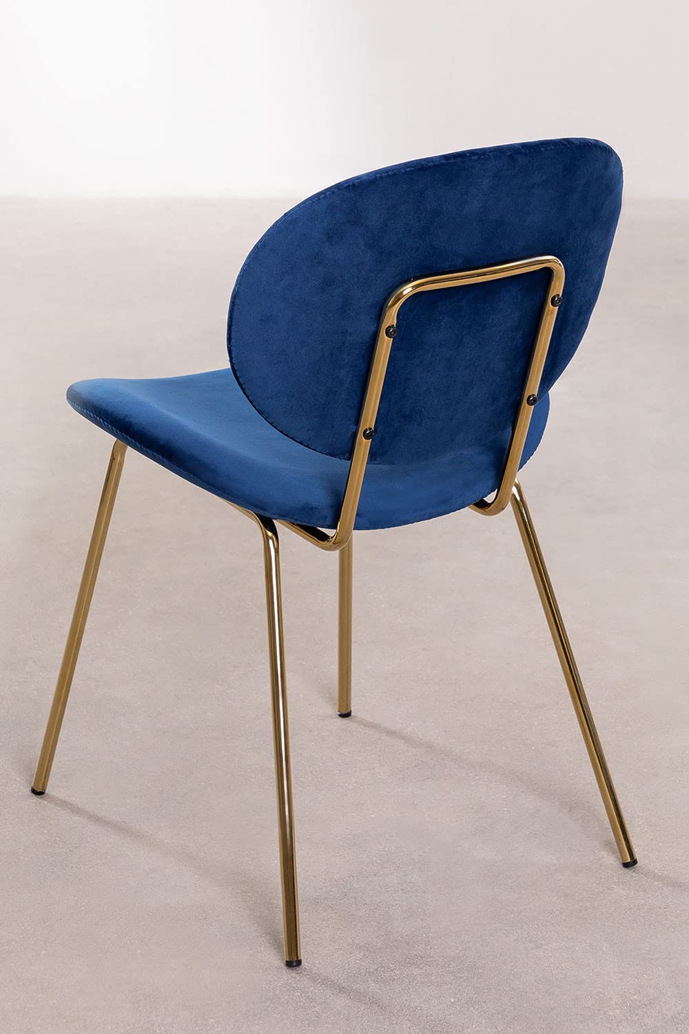 Sklum Laure Sedia Pranzo Velluto Blu Gambe Oro