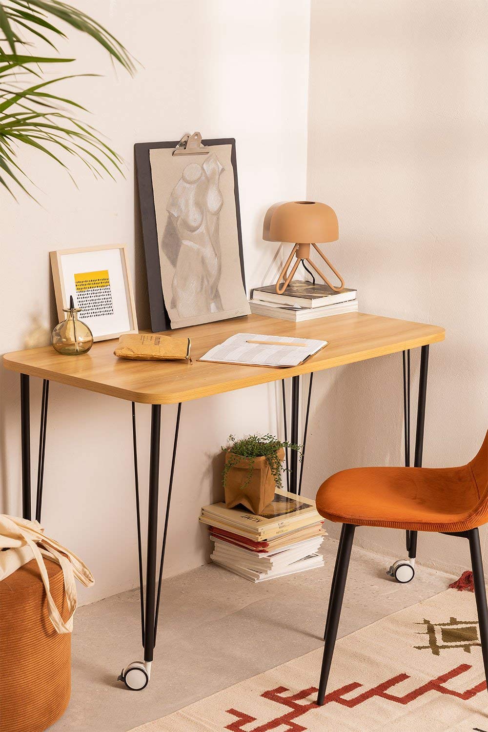 Sklum Nâpe Scrivania con Ruote Nero 120 cm