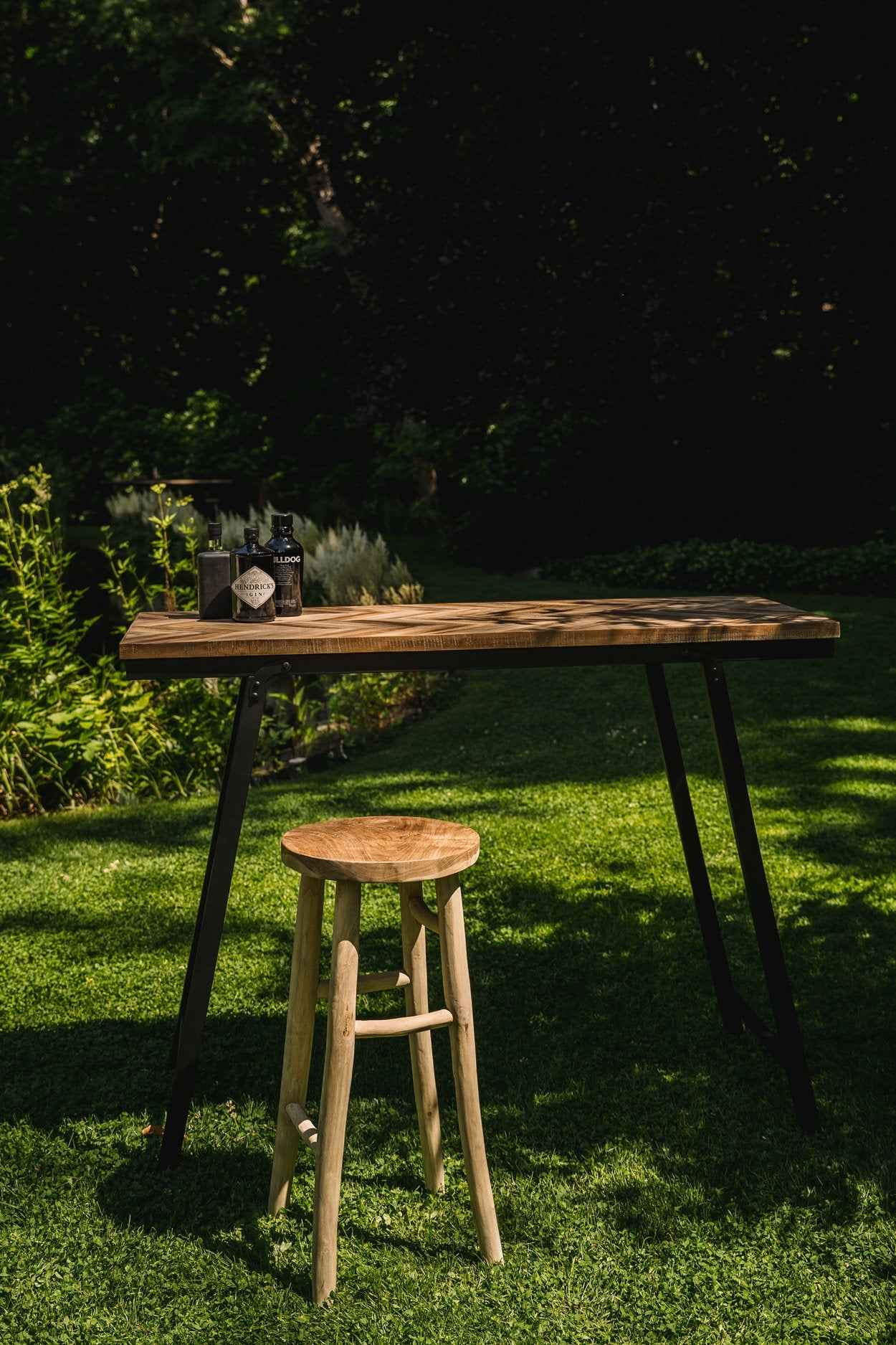Bambua Kedut sgabello bar teak naturale