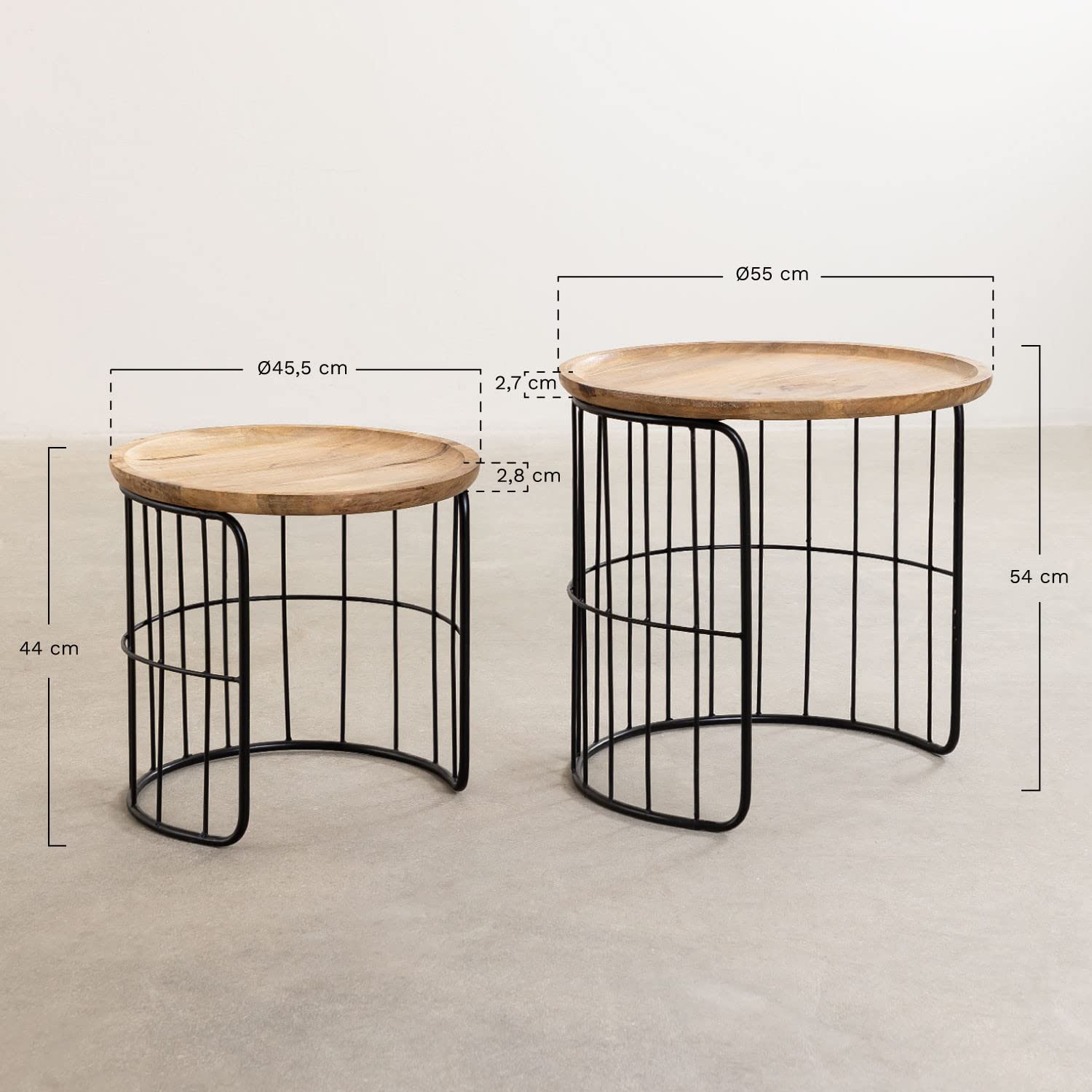 Sklum Ound Style set 2 tavolini impilabili in legno riciclato