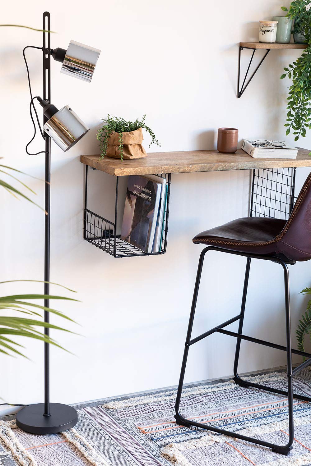 Sklum Krom lampada da terra nero E27 169 cm