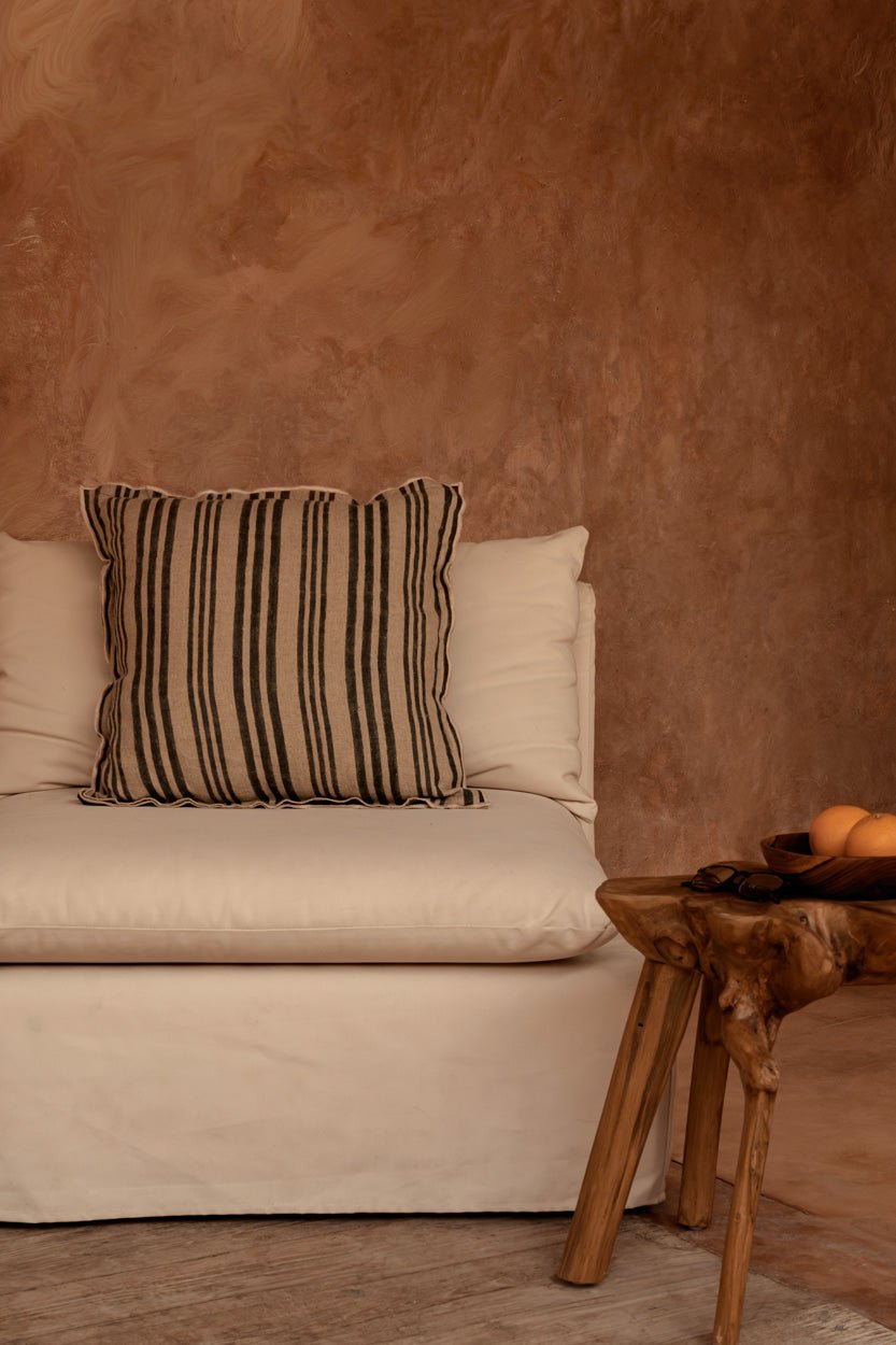 Bambua Nordic Stripe federa cuscino 50x50 nero lino