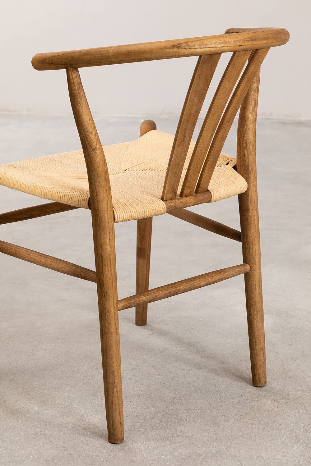 Sklum Uish Retro sedia da pranzo legno scuro corda