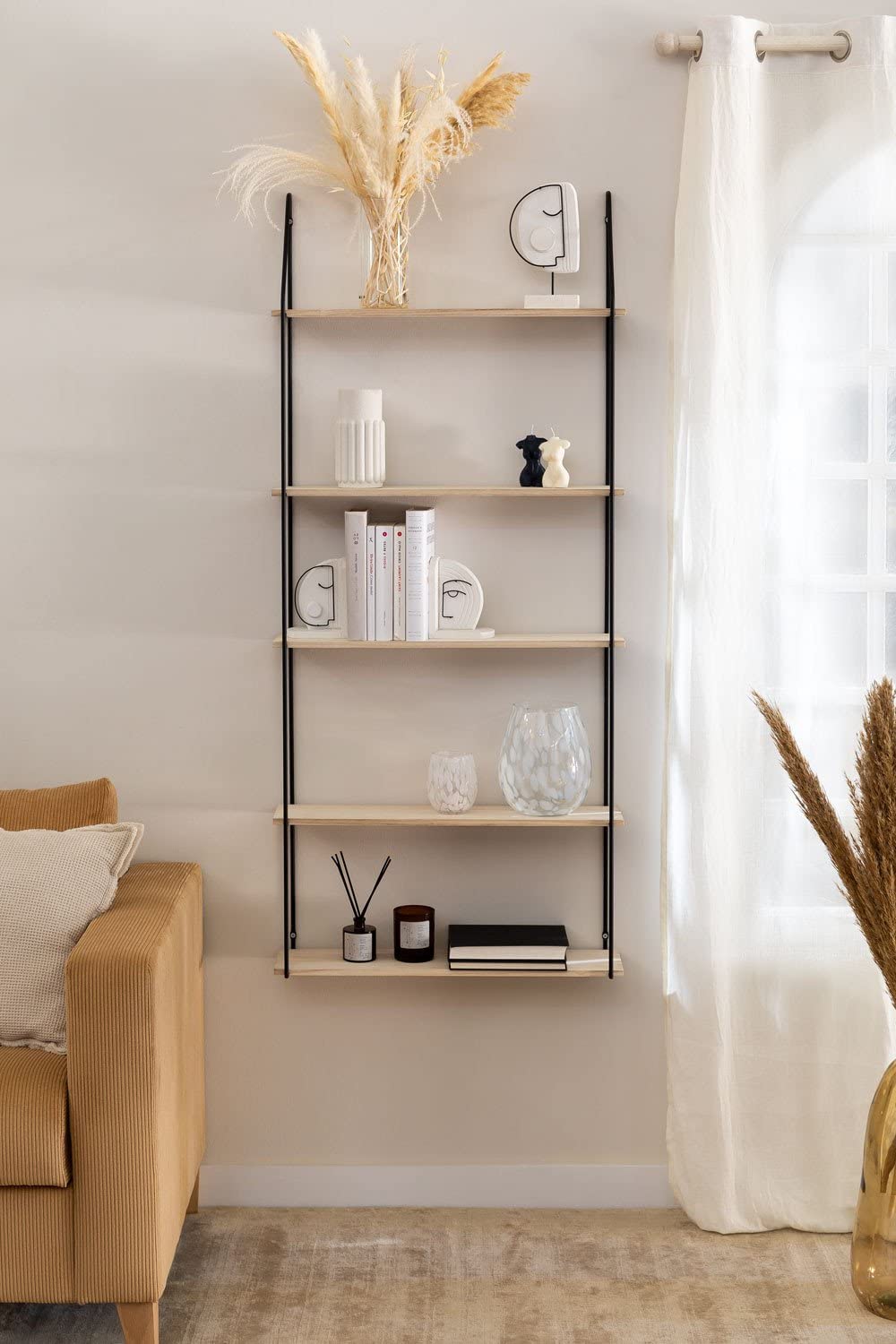 Sklum Arison Scaffale a Muro Legno e Acciaio 175 cm