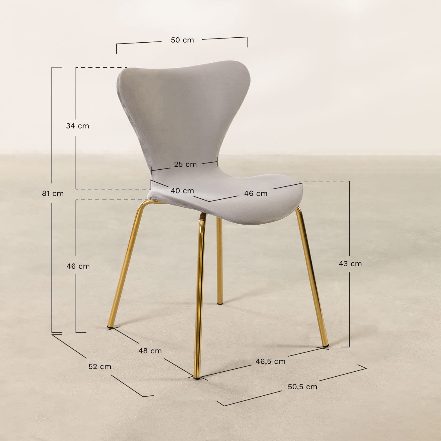 Sklum Uit sedia velluto blu impilabile 81 cm