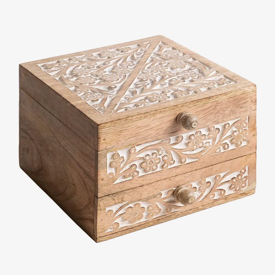 Sklum Gregory portagioie in legno di mango con cassetto