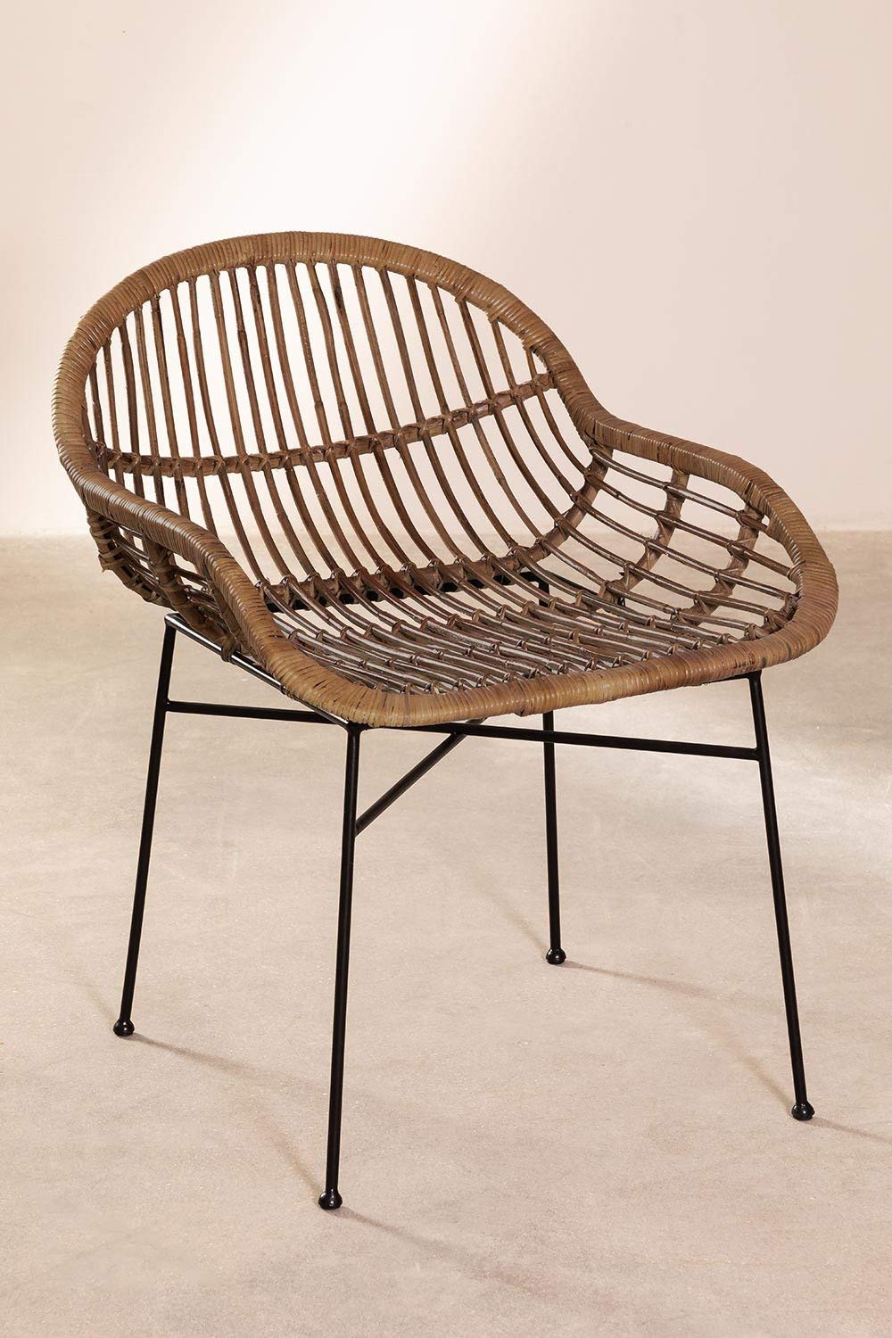 Sklum Nesse sedia da pranzo in rattan marrone
