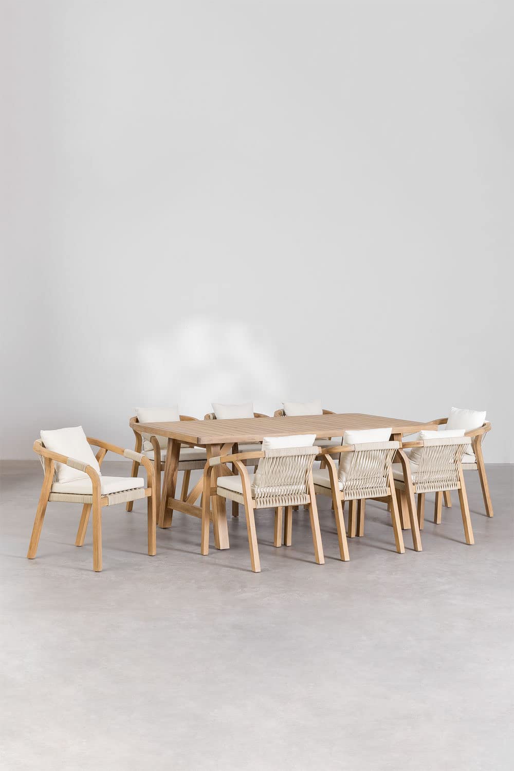 Sklum Dubai Set Giardino Tavolo 200x100 + 8 Sedie Acacia