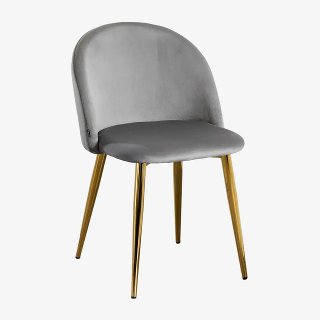 Sklum Kana Sedia in Velluto Grigio Chiaro Gambe Oro