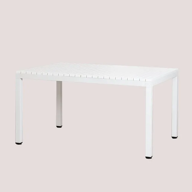 Sklum Marti Tavolo da Giardino 140x100 cm Bianco Alluminio