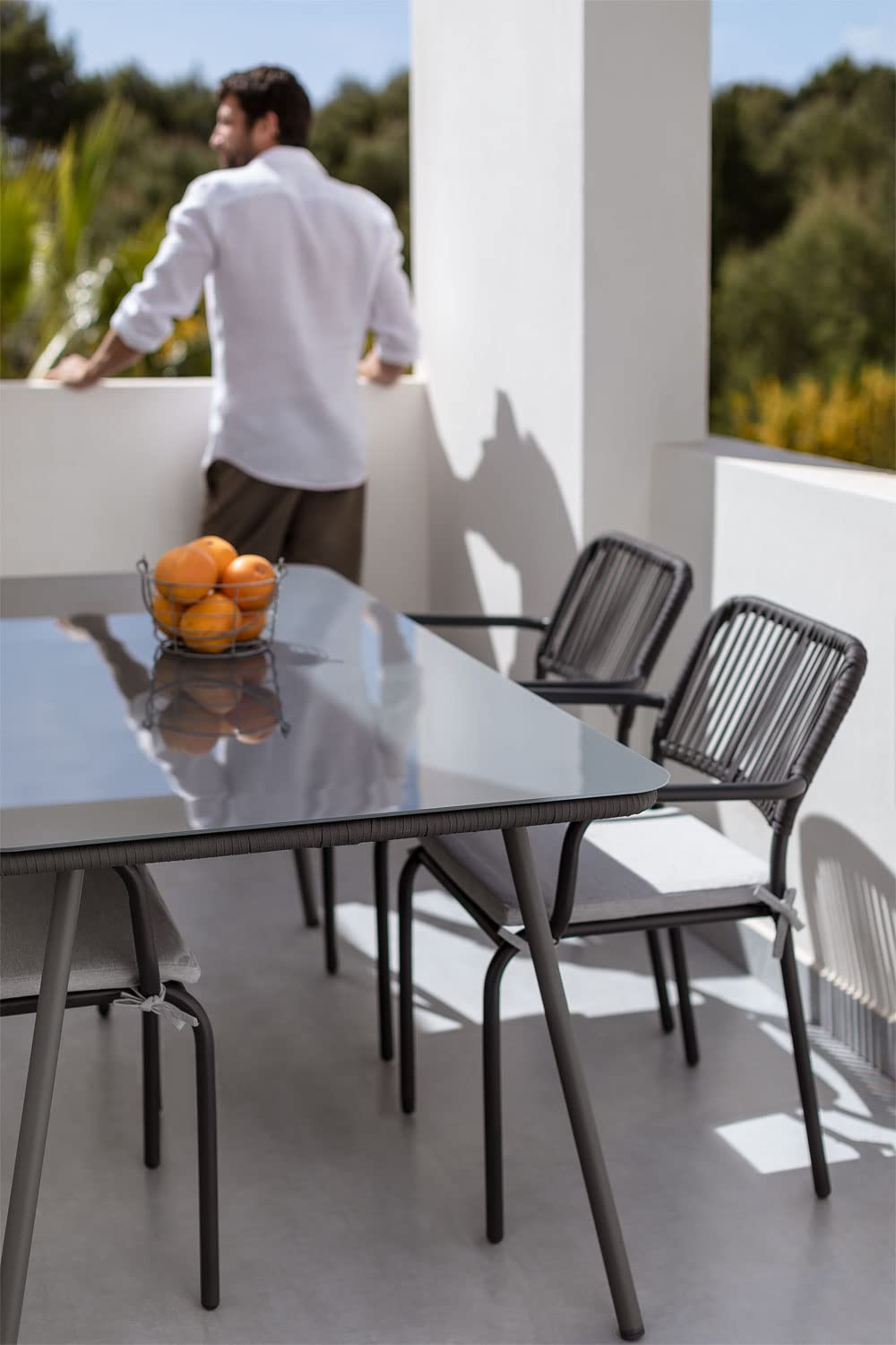 Sklum Arhiza Set 4 Sedie da Giardino Impilabili Grigio Scuro