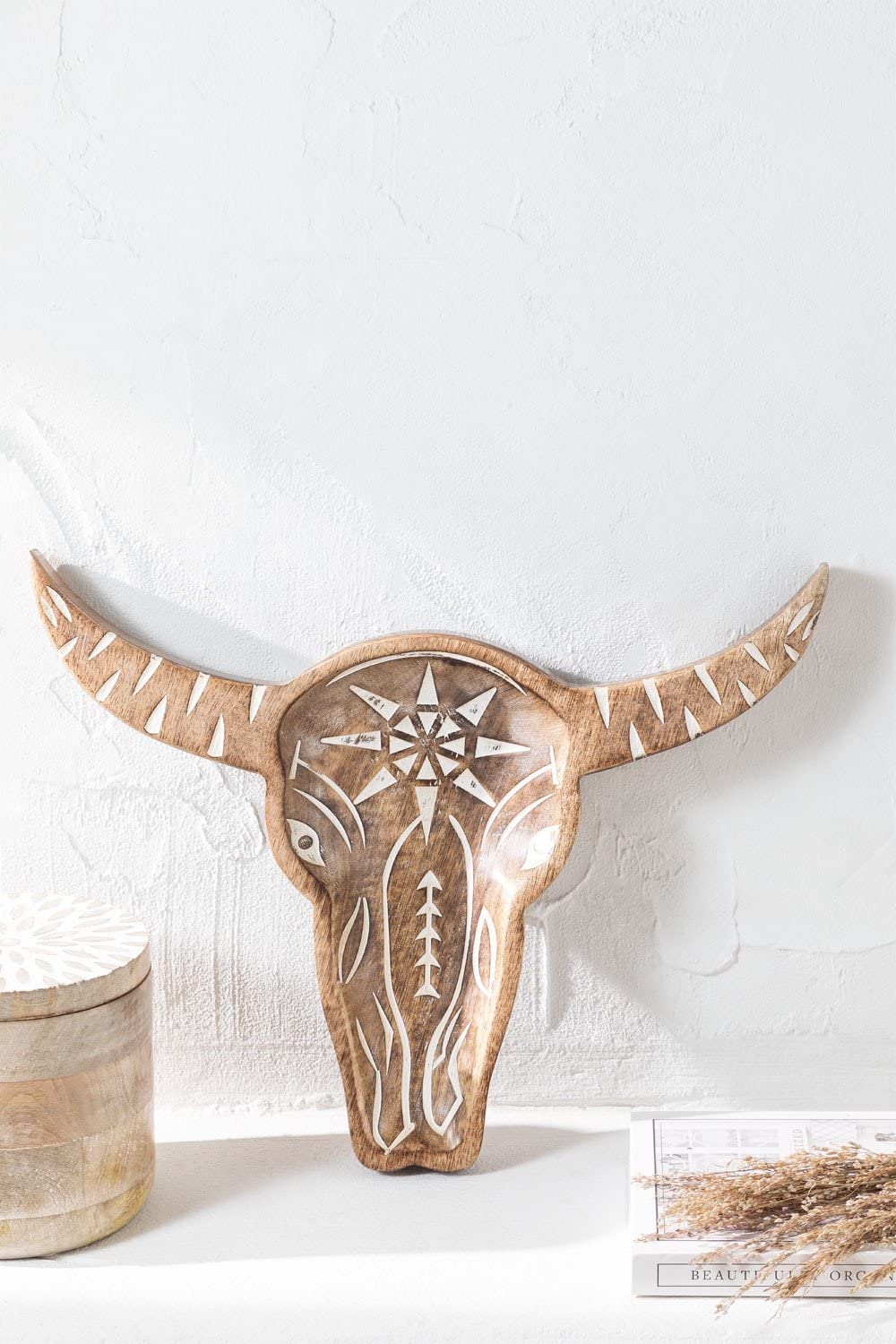 Sklum Sonte figura decorativa teschio in legno mango