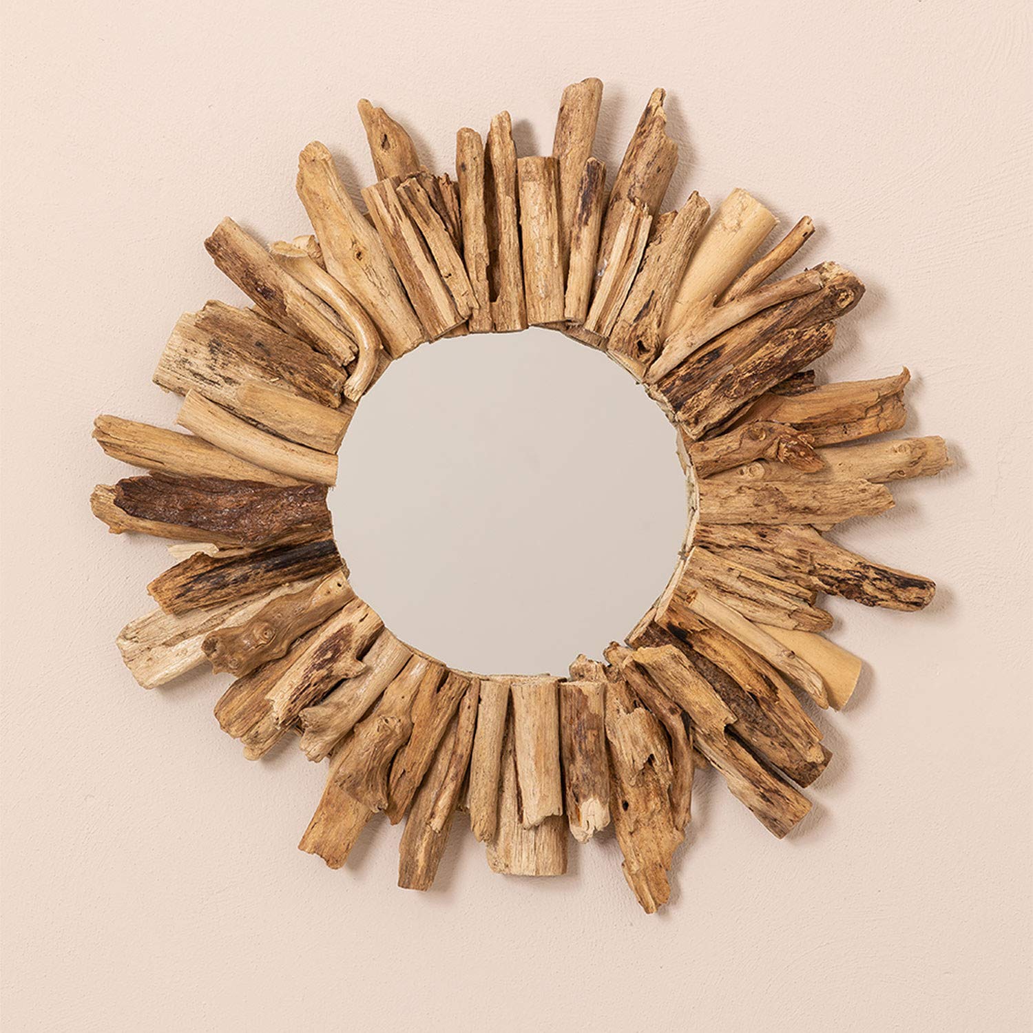 Sklum Laki Specchio Rotondo Ø50 cm Legno Naturale Riciclato