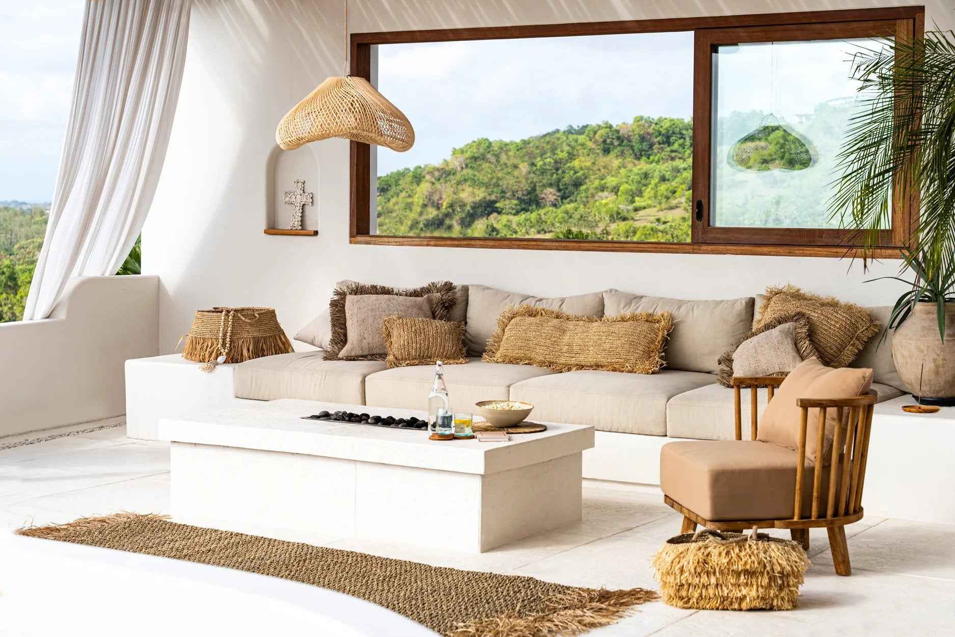 Bambua Cloud lampada a sospensione rattan naturale M