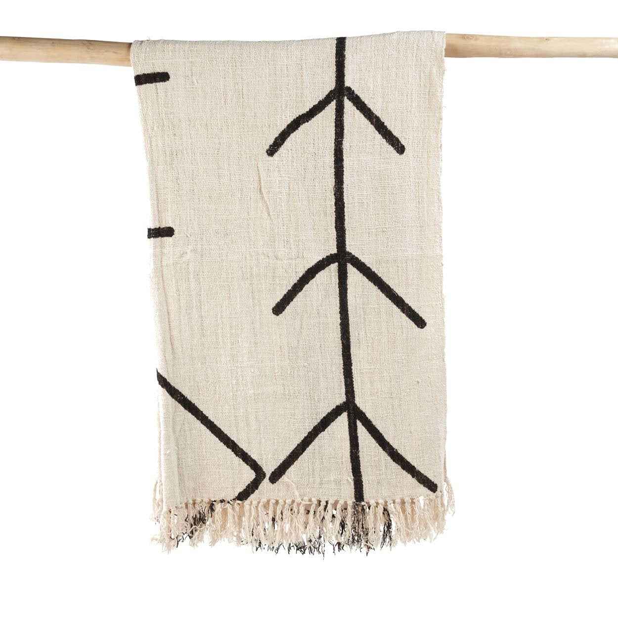 Bambua Evil Eye plaid cotone nero naturale letto