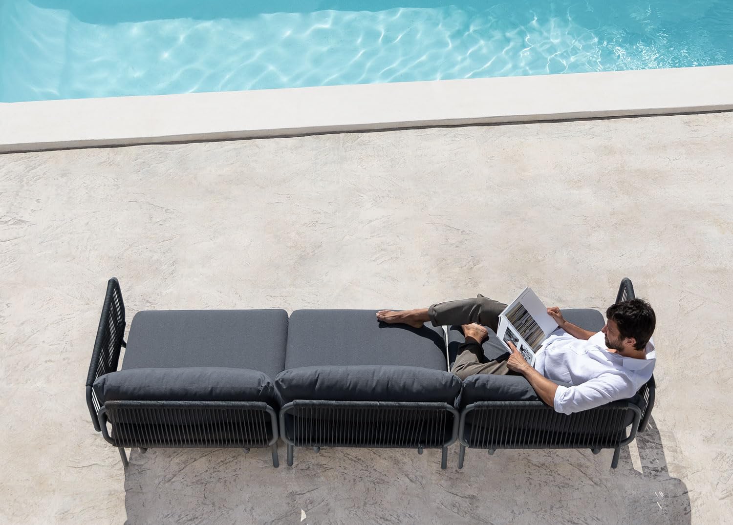 Sklum Roubly Style divano giardino modulare 3 pezzi grigio