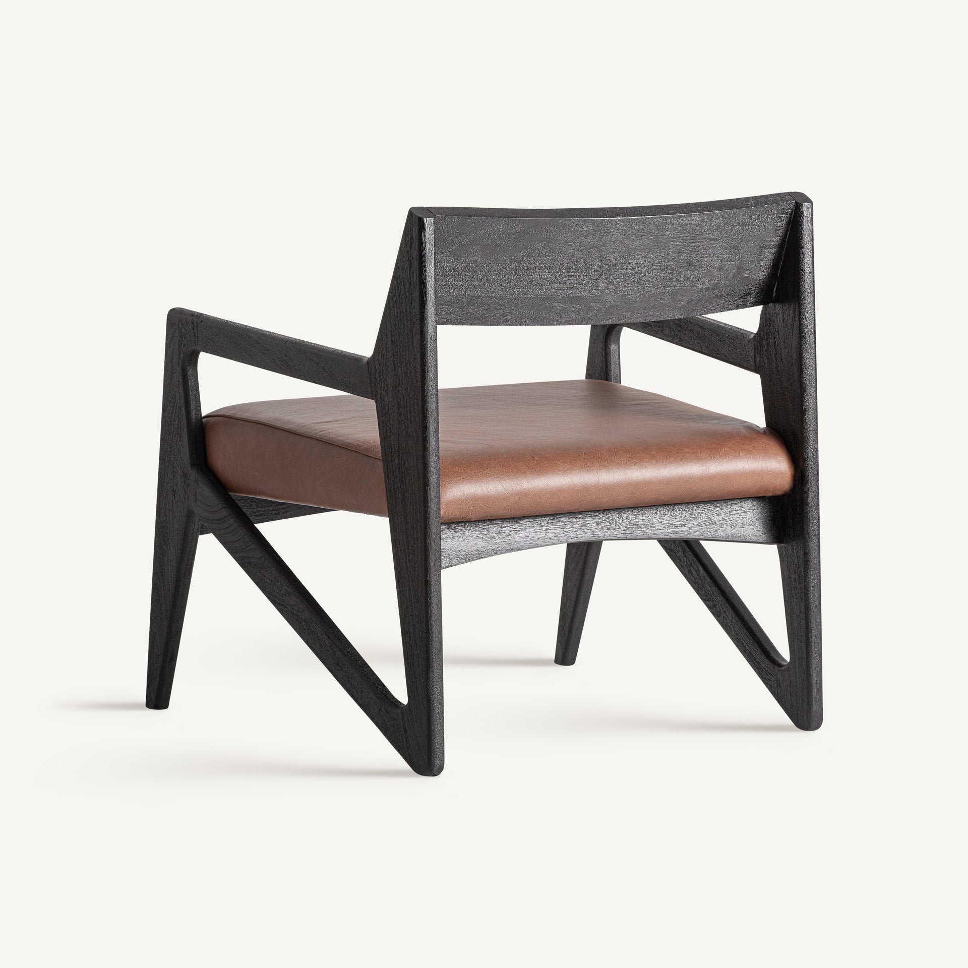 Bambua Beslon poltrona in pelle cognac acacia