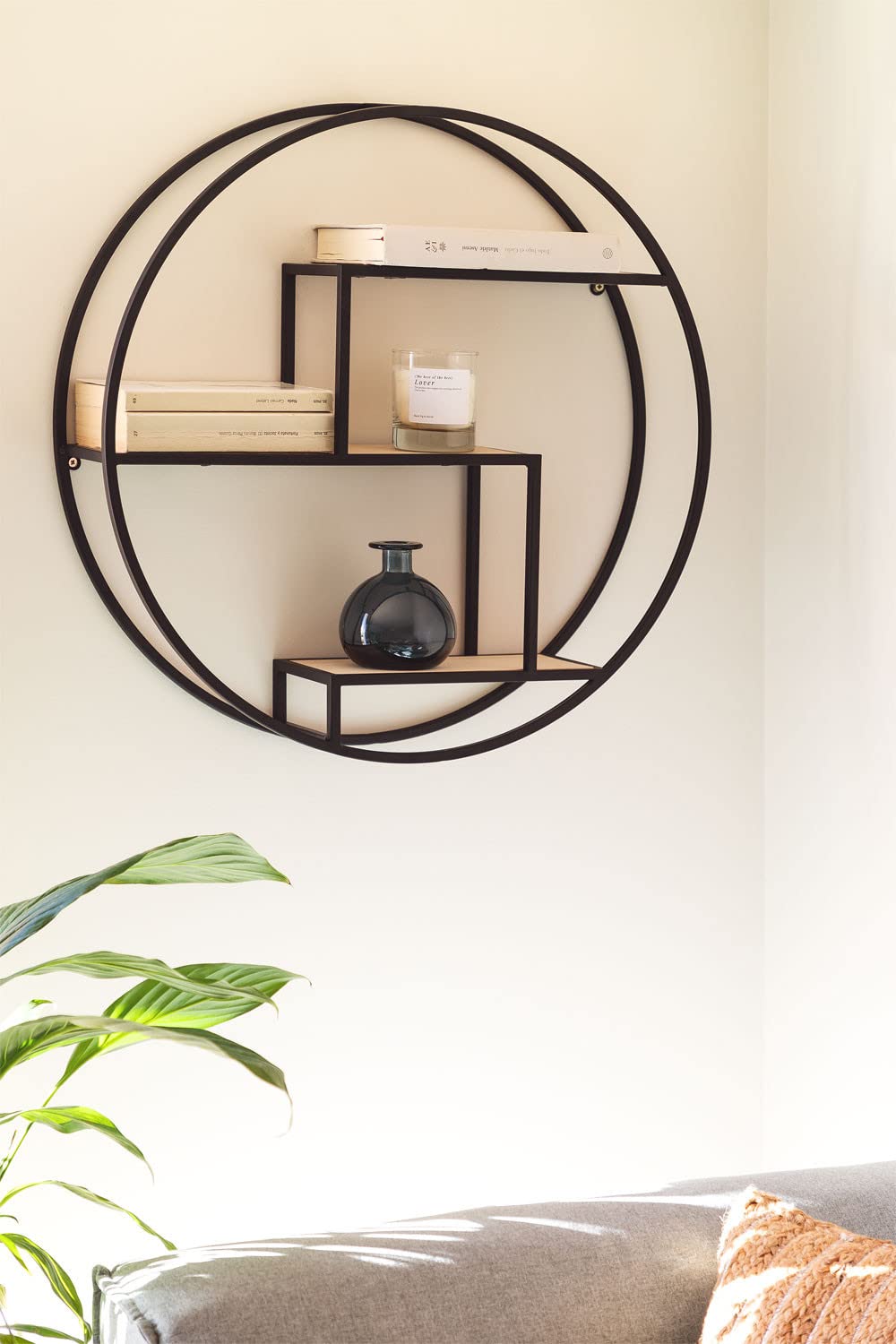 Sklum Kafren scaffale a parete Ø60 cm in legno e ferro
