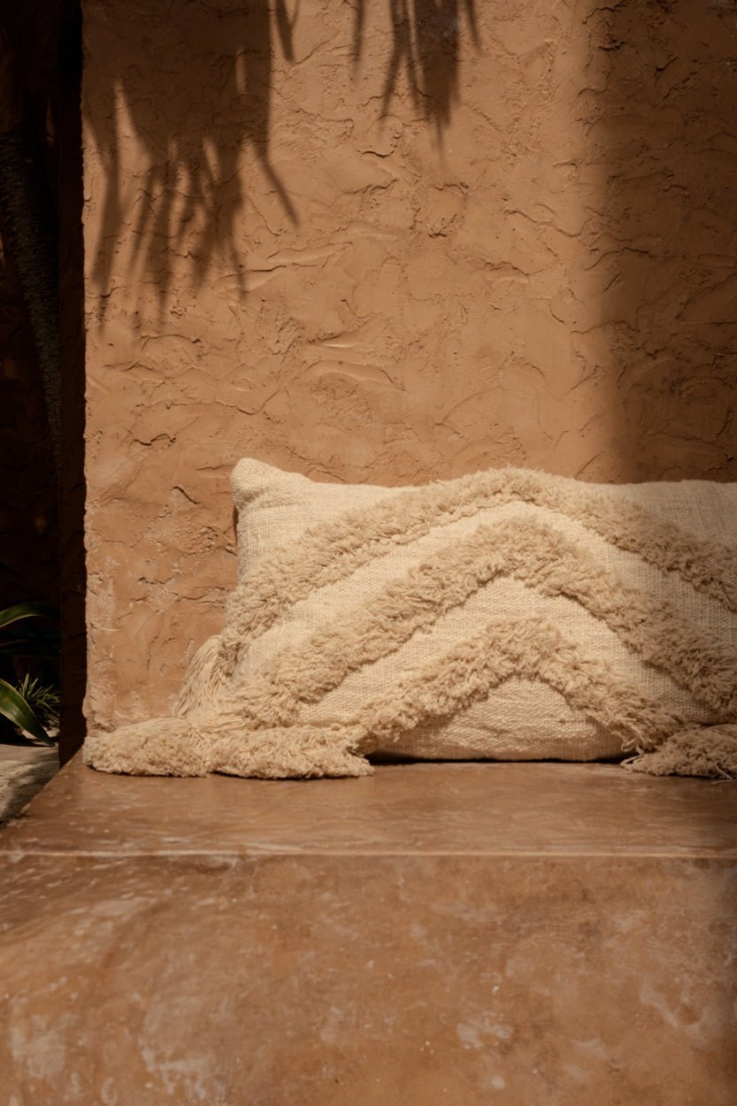 Bambua Nomad federa cuscino crema cotone con nappe