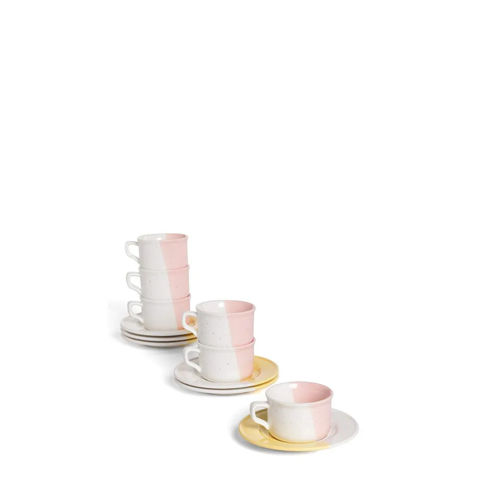 Sklum Tracya tazze caffè porcellana multicolore set 6 pezzi