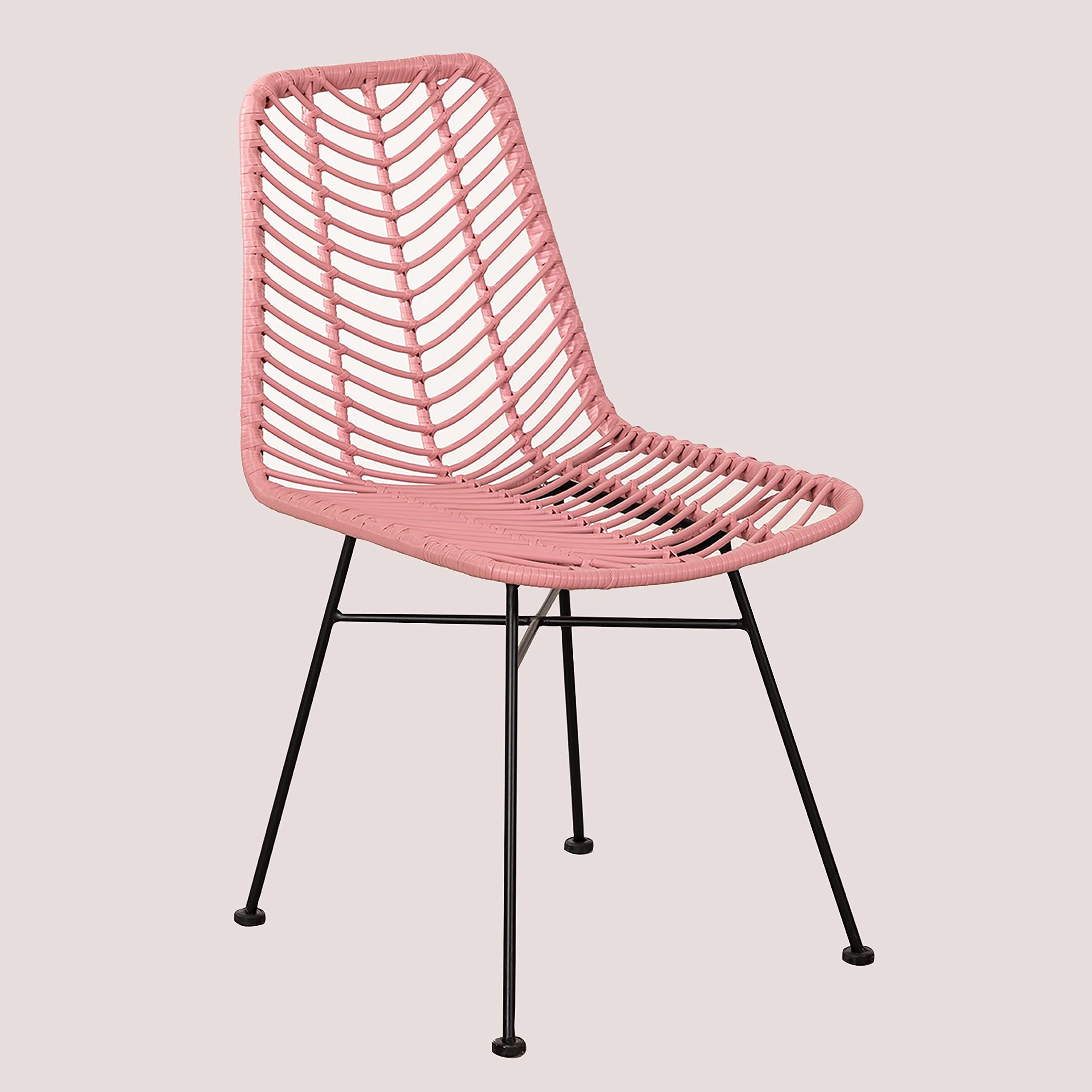 Sklum Gouda Colors sedia da pranzo rattan rosa peonia nero