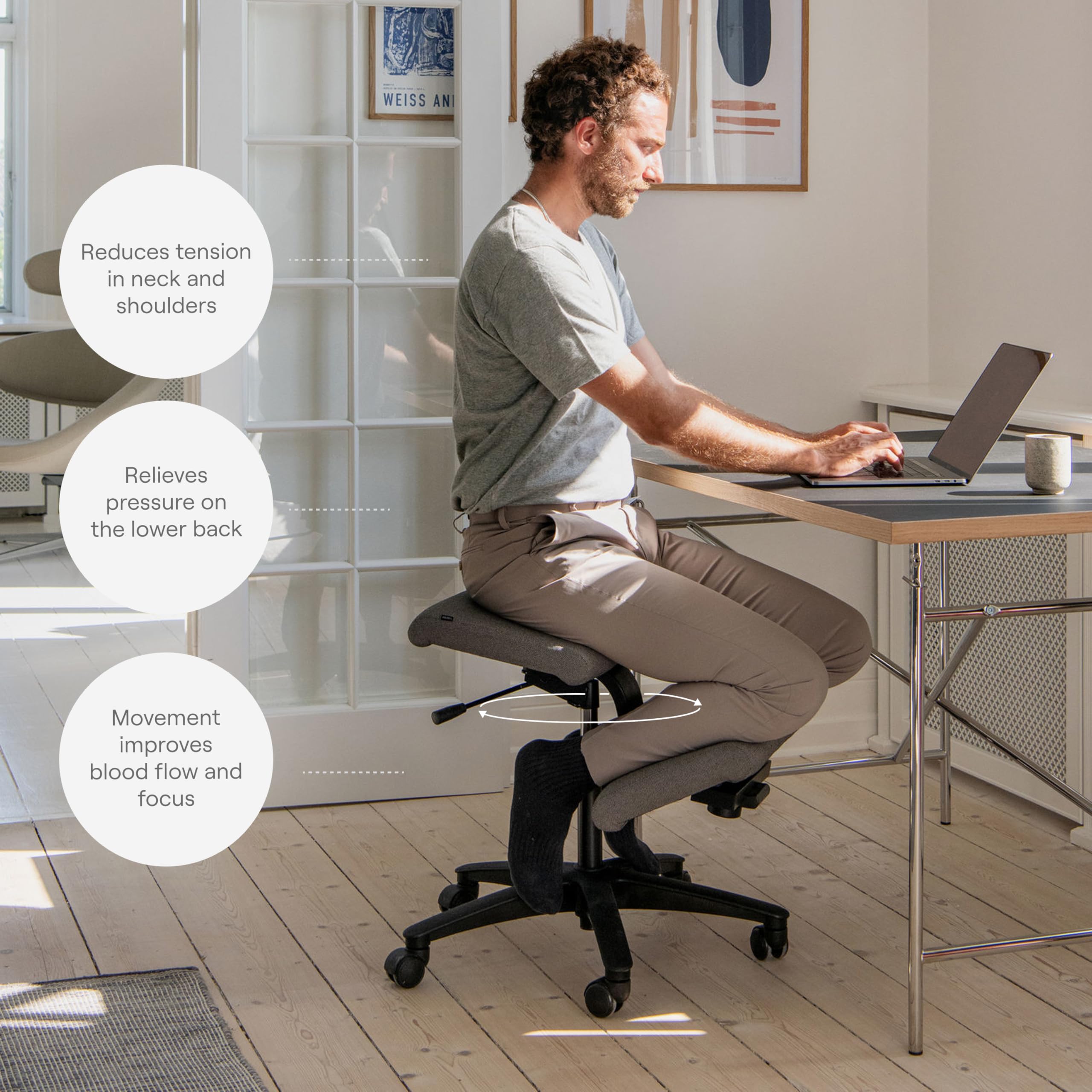 Varier Wing sedia ergonomica con ruote ginocchia
