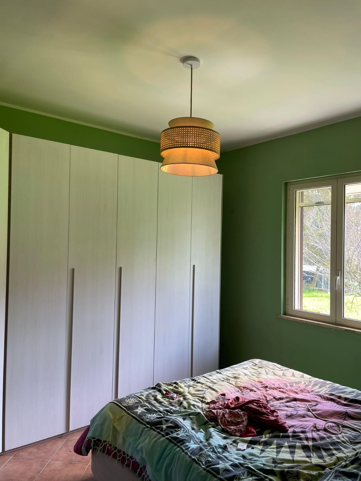 Sklum Yereh lampadario rattan verde kaki Ø40 cm