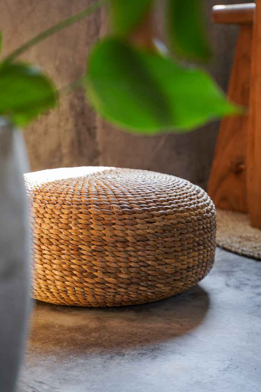 Bambua The Hyacinth pouf naturale M in giacinto