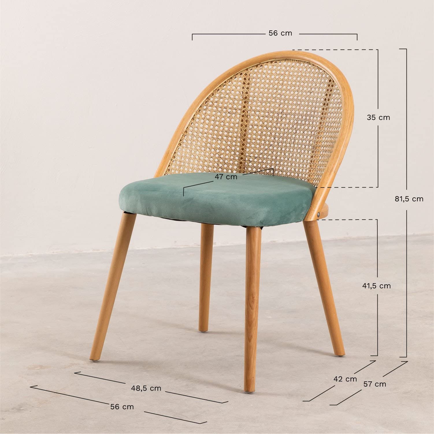 Sklum Kloe Sedia da Pranzo in Legno Rosa con Rattan