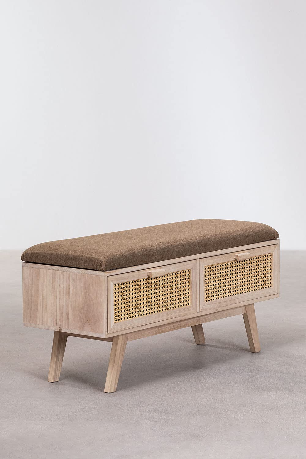 Sklum Ralik Panca Legno 2 Cassetti 101 cm con Cuscino