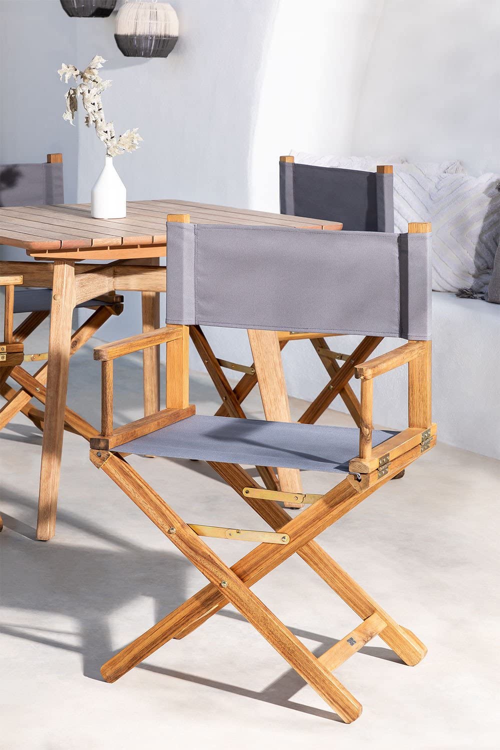 Sklum Ridley Style Sedia Regista Pieghevole Legno Grigio Esercito