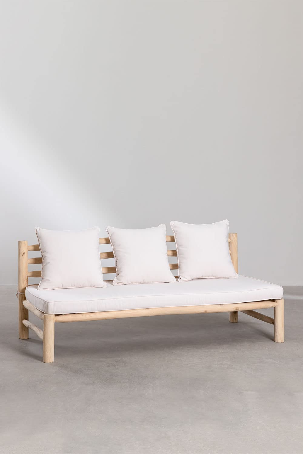 Sklum Nabila divano 3 posti in teak e tessuto sfoderabile 180 cm