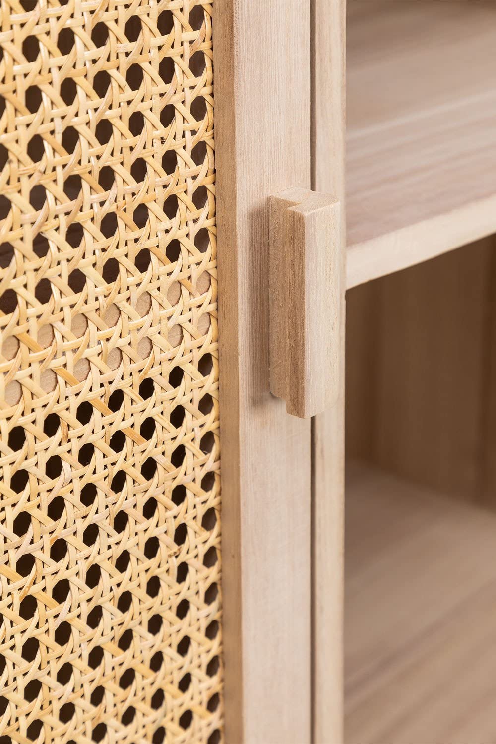 Sklum Ralik armadio 1 anta in legno naturale con rattan