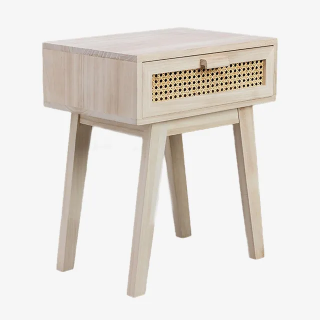 Sklum Ralik Design Comodino Legno con Cassetto Rattan