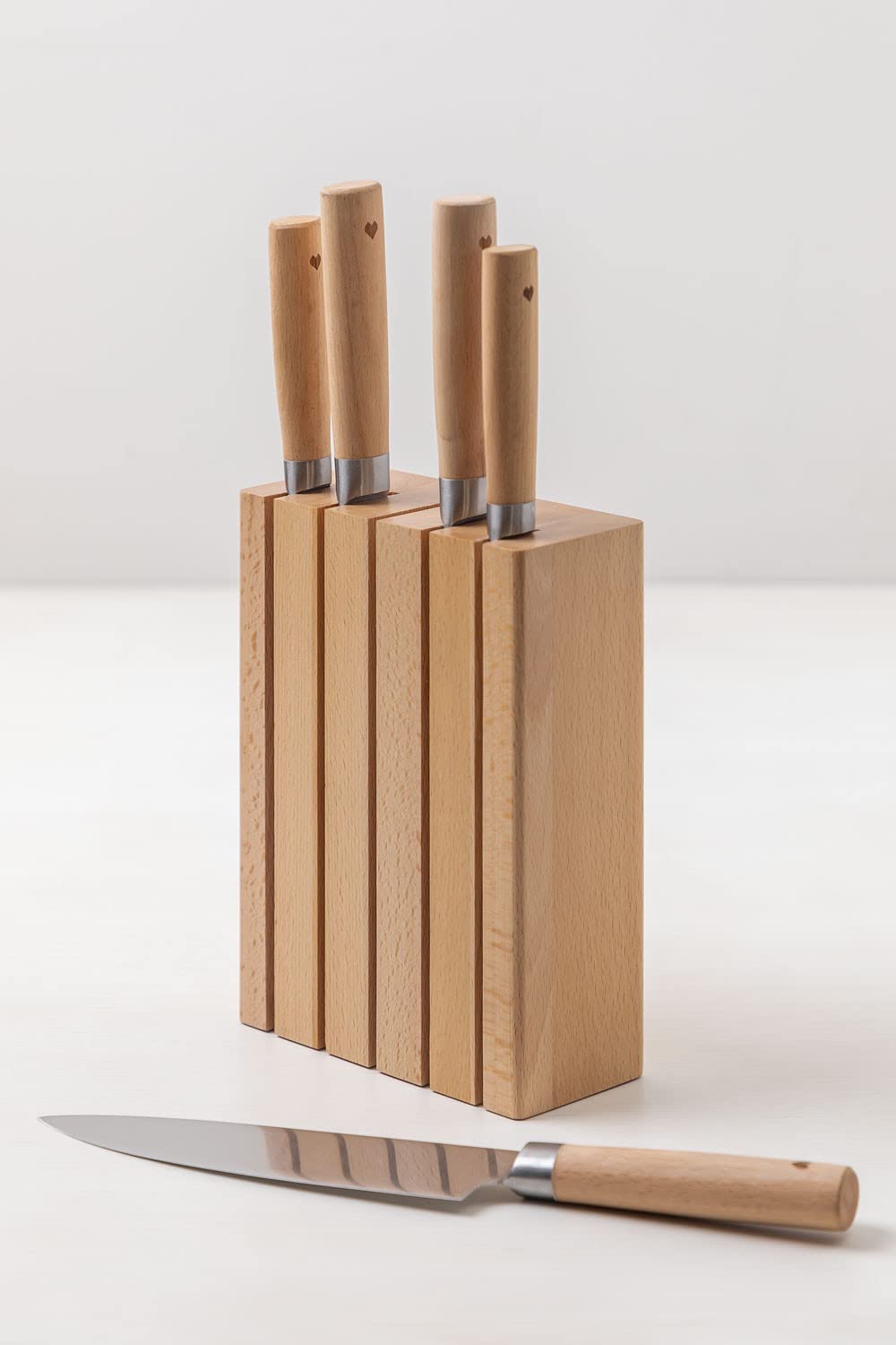 Sklum Datte set coltelli cucina con ceppo in legno