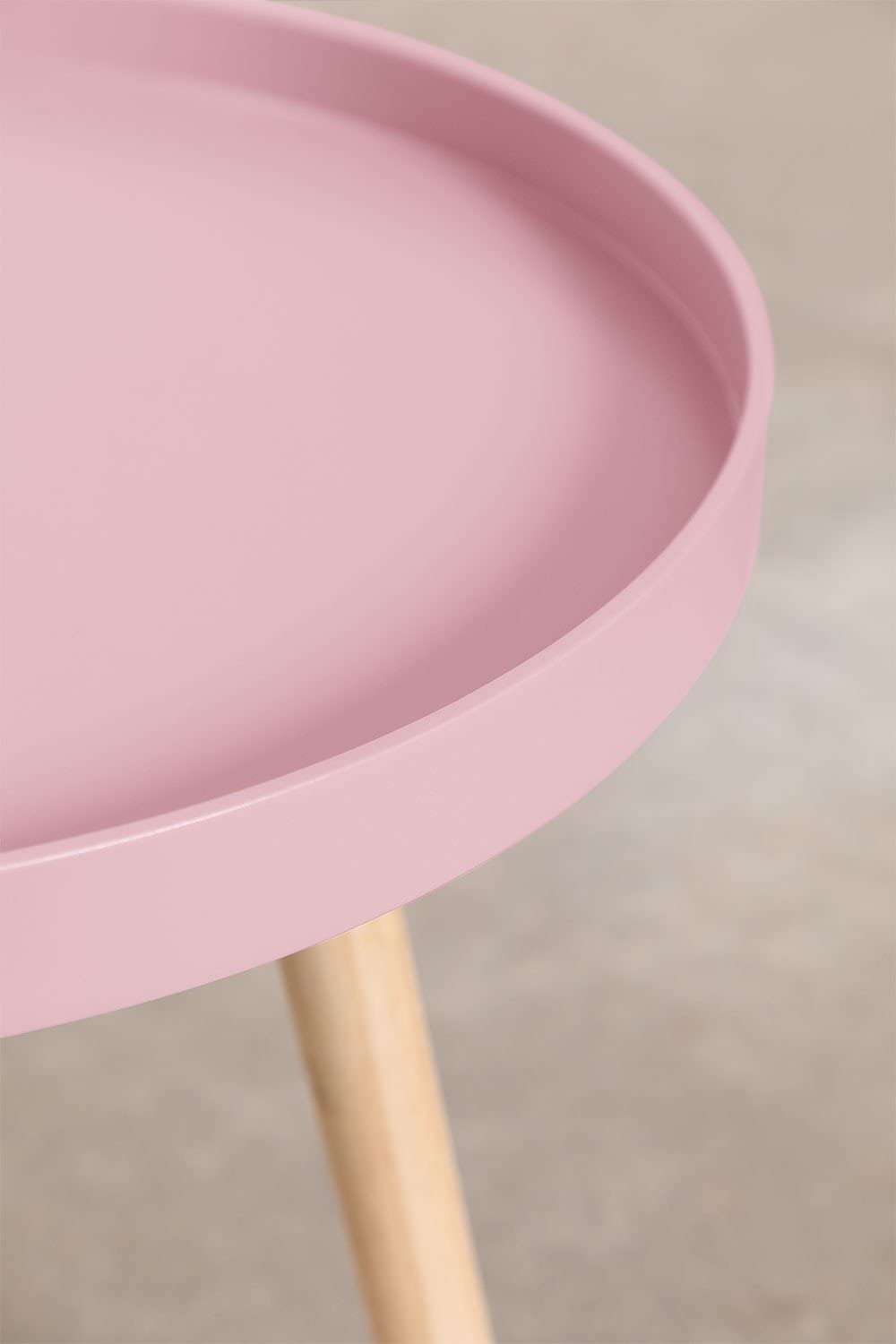 Sklum Sigma tavolino rotondo legno Ø50 rosa nocciola gambe pino