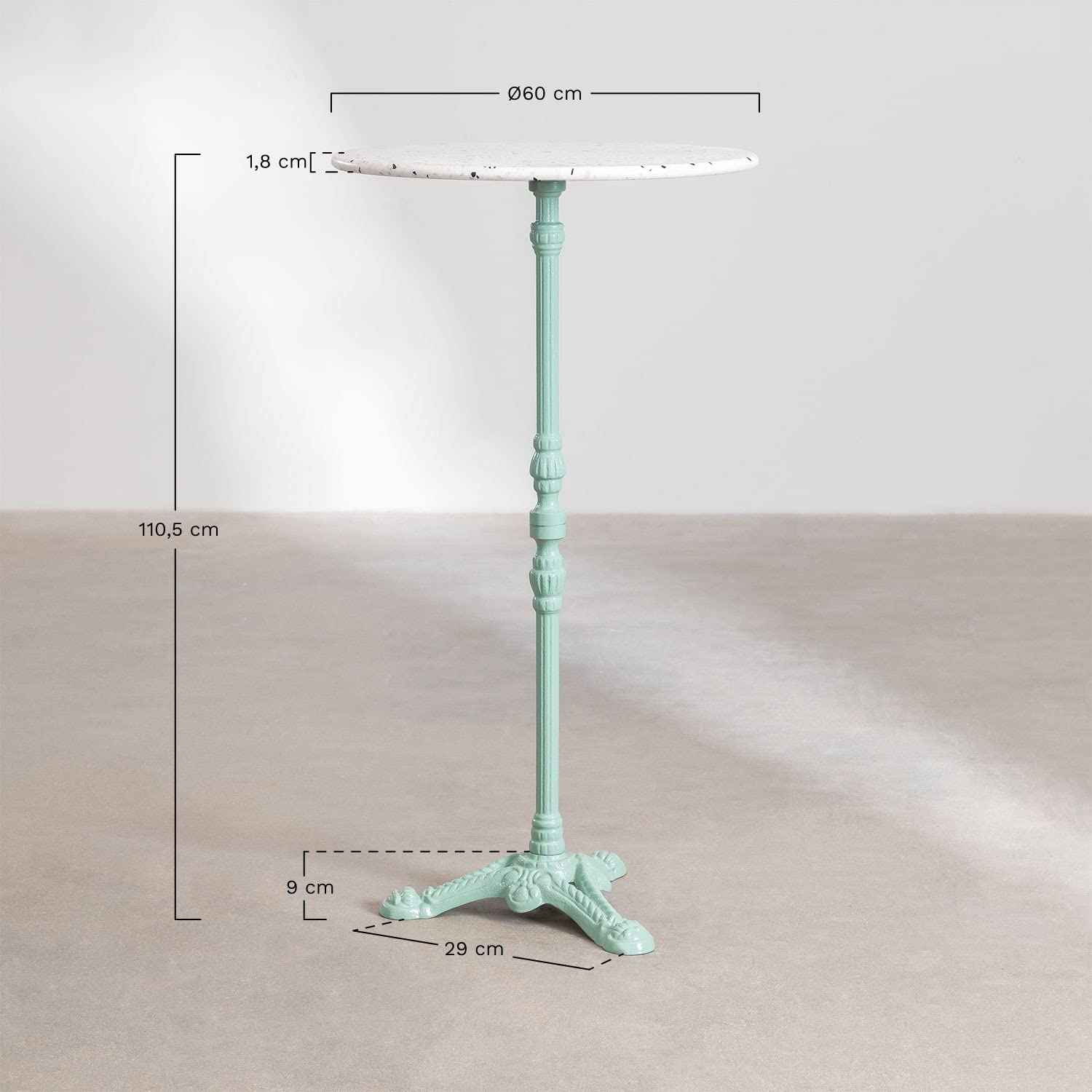 Sklum Volutto tavolo bar alto rotondo Ø60 grigio terrazzo