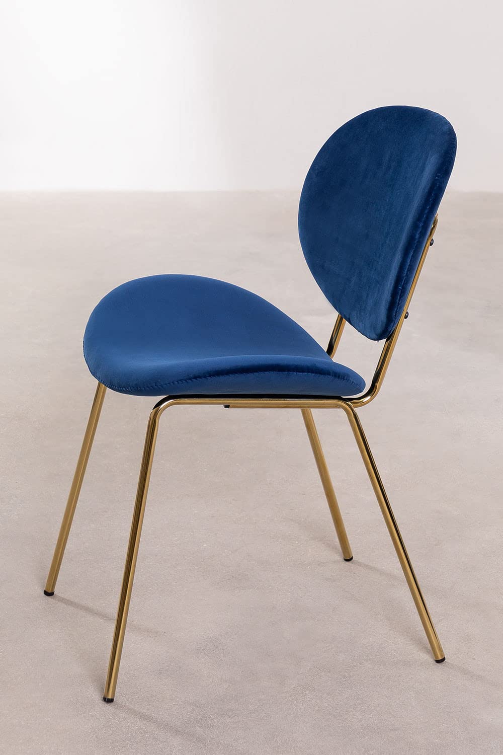 Sklum Laure Sedia Pranzo Velluto Blu Gambe Oro