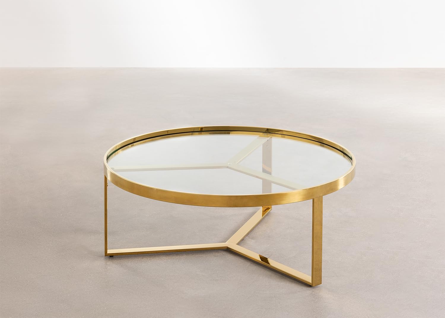 Sklum Amelia Tavolino Vetro Ø90 cm Dorato