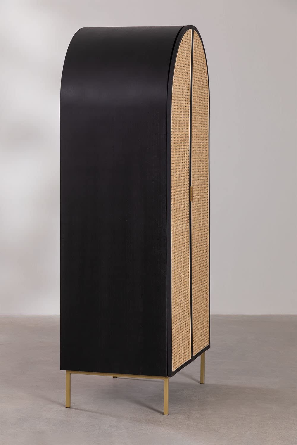 Sklum Enrick armadio in legno nero con rattan 88 cm