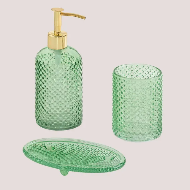 Sklum Damarli set bagno vetro 3 pezzi acciaio inox