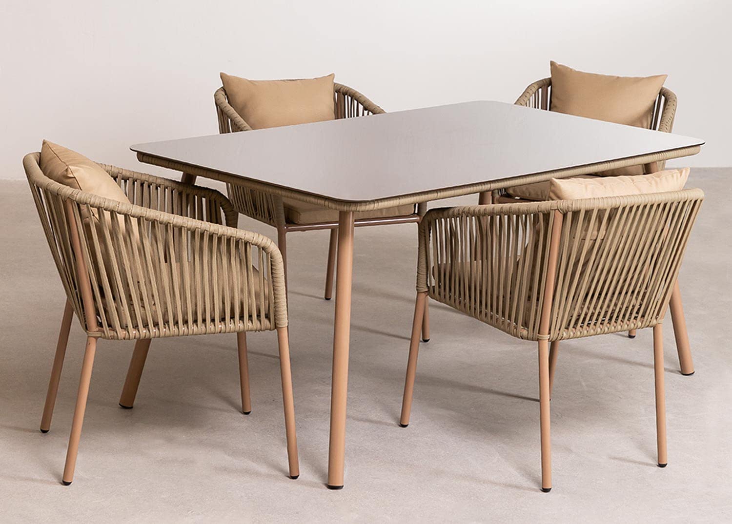 Sklum Arhiza Set Tavolo e 4 Sedie Classic Alluminio Vetro