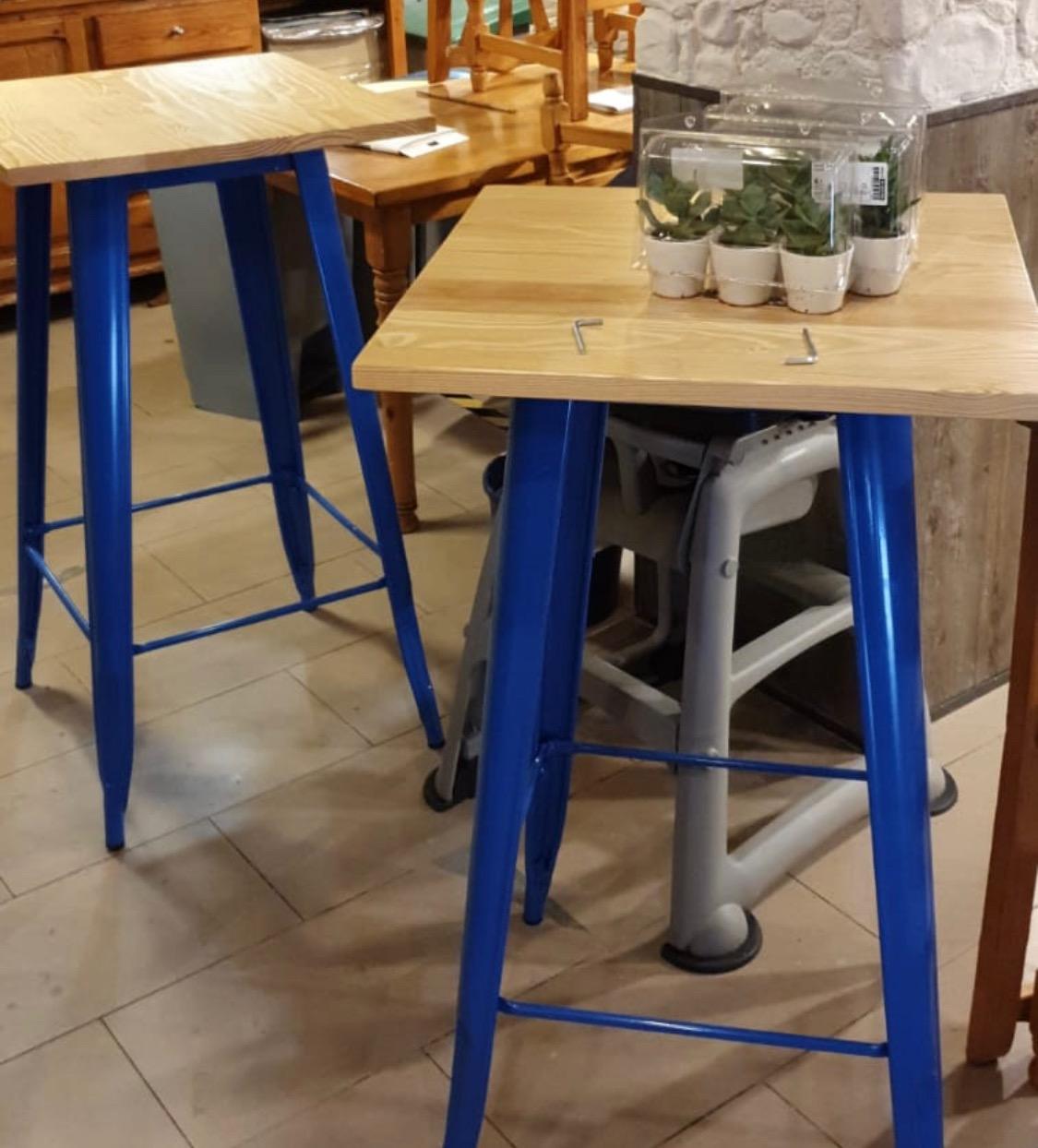 Sklum Lix tavolo alto 60x60 cm bianco legno naturale