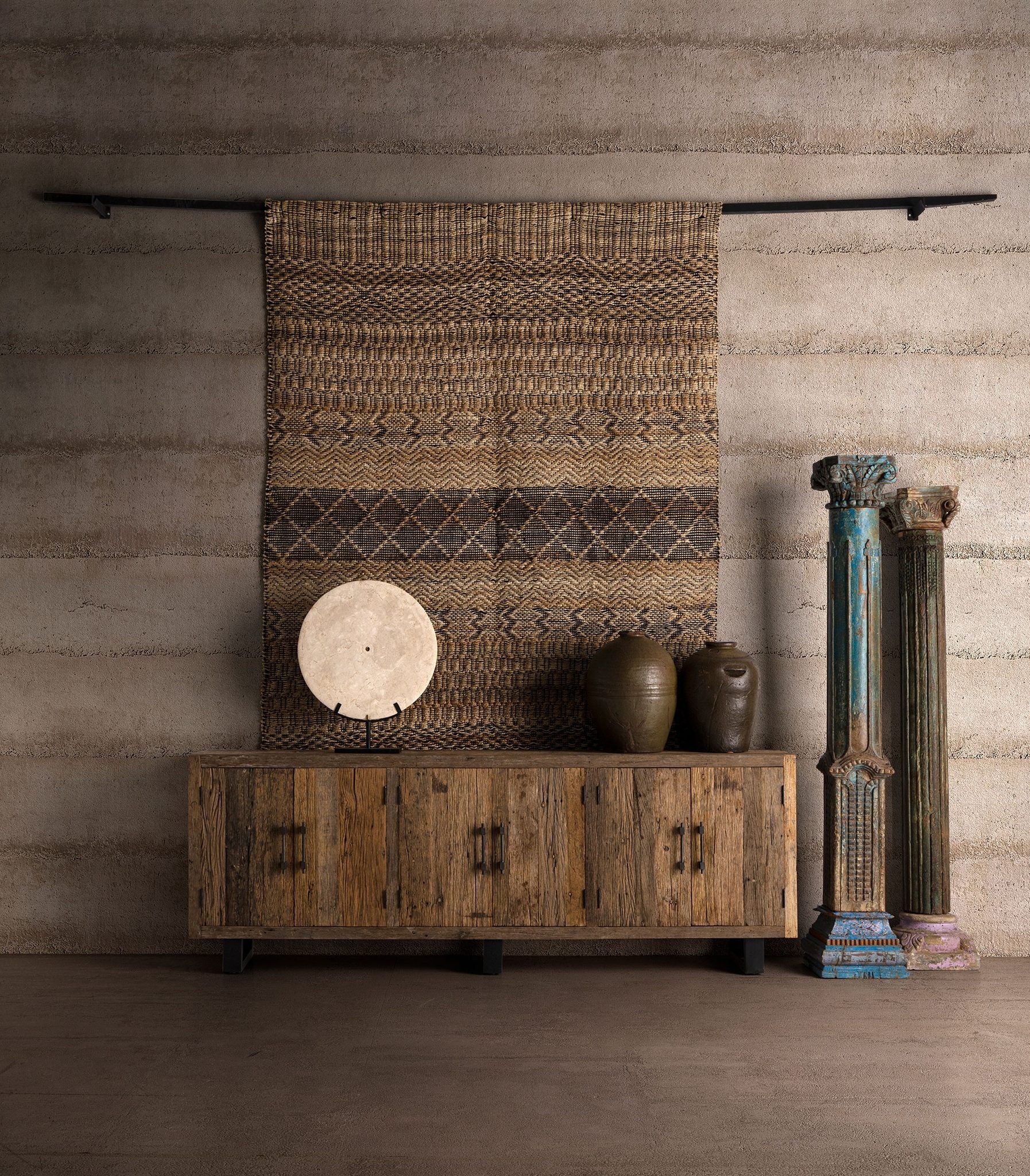 Bambua Kelia tappeto cotone canapa grigio naturale