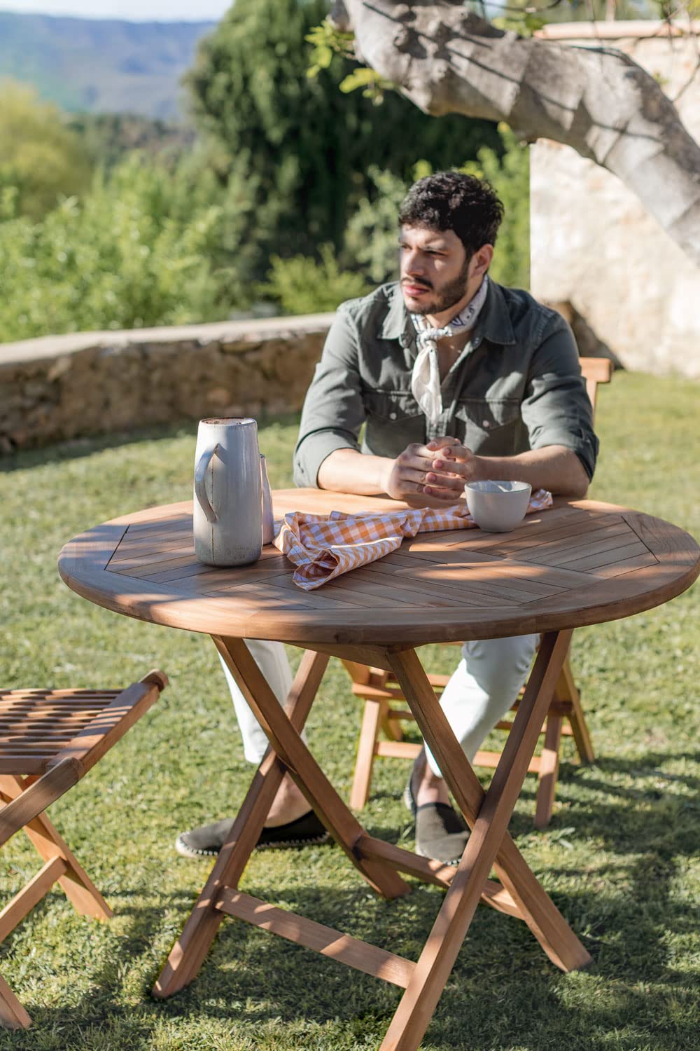 Sklum Pira tavolo giardino teak Ø100 pieghevole