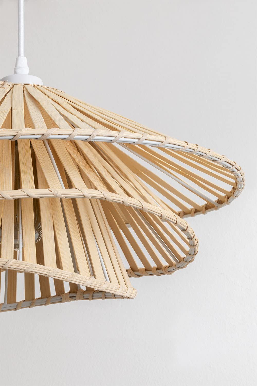 Sklum Taroucas lampadario bambù bianco Ø45 cm