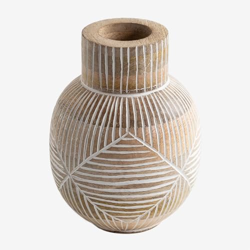 Sklum Gelo vaso in legno di mango 21 cm intagliato